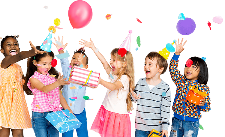 A group of kids excited about a birthday